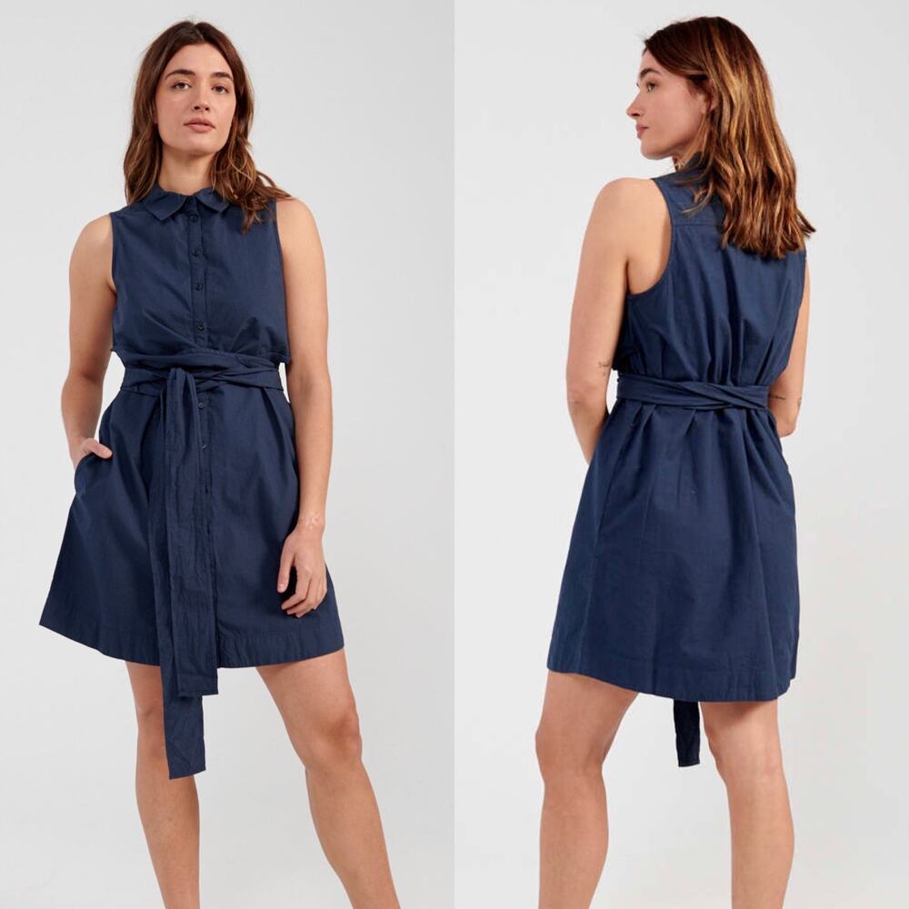 NWT Apiece Apart Rio Tie Mini Dress in‎ Navy Blue Size 10
